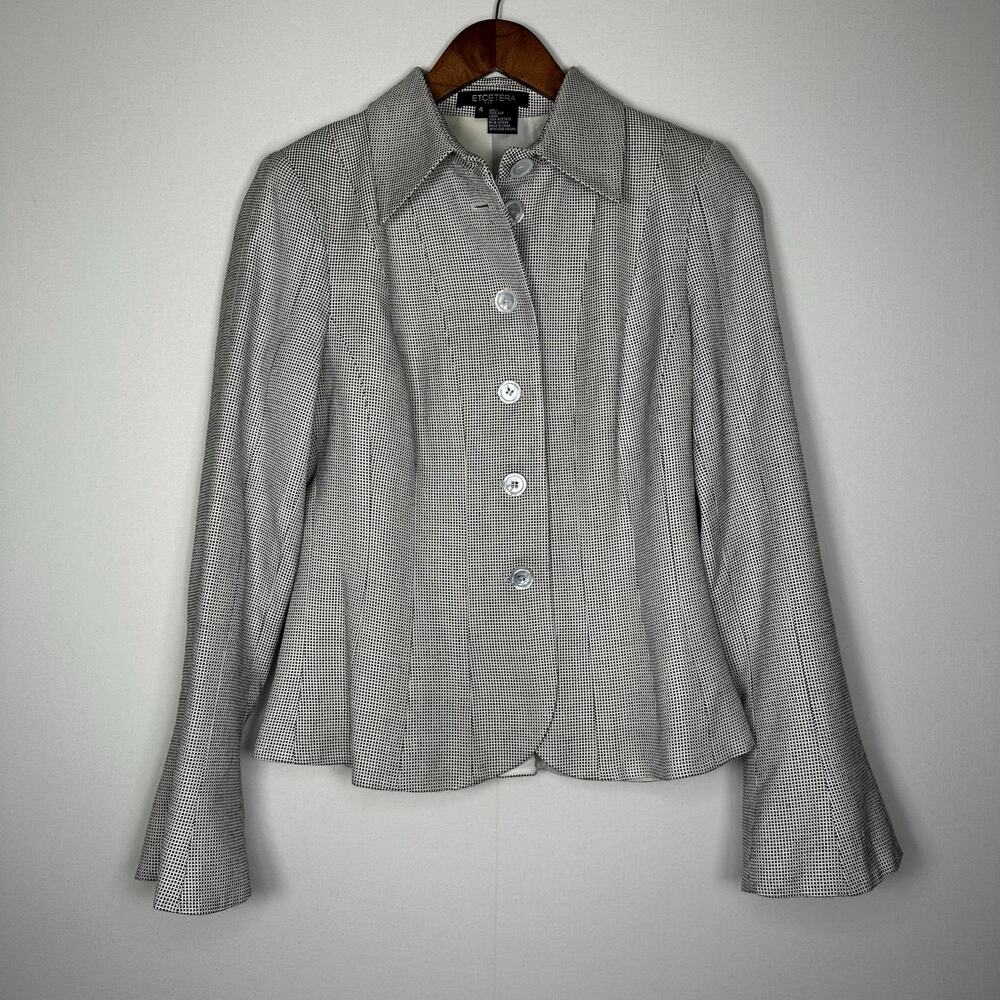 ETCETERA Black & White Gingham Blazer with Flared Sleeves